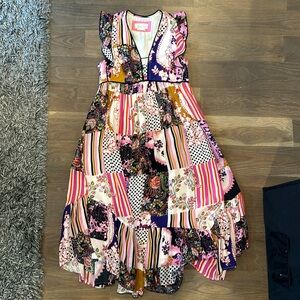 Anthropologie Ruffled Patchwork Midi Dress